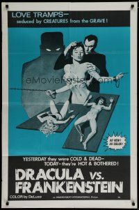 6w210 DRACULA VS. FRANKENSTEIN 1sh '70s love tramps seduced by creatures from the grave!