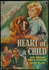 6w321 HEART OF A CHILD English 1sh '58 great artwork of boy and his St. Bernard dog!