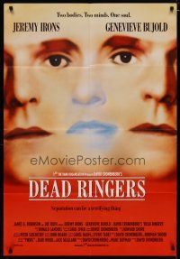 6w182 DEAD RINGERS English 1sh '89 Jeremy Irons & Genevieve Bujold, directed by David Cronenberg!