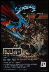 6w796 SUPERMAN II English 1sh '81 Christopher Reeve, Terence Stamp, great Gouzee art over NYC!
