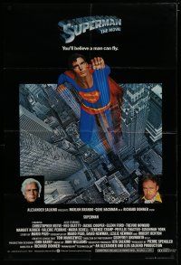 6w795 SUPERMAN English 1sh '78 comic book hero Christopher Reeve, Gene Hackman & Brando!