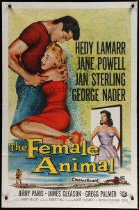 6w244 FEMALE ANIMAL 1sh '58 artwork of sexy Hedy Lamarr & Jane Powell, George Nader!