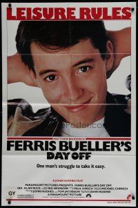 6w247 FERRIS BUELLER'S DAY OFF 1sh '86 c/u of Matthew Broderick in John Hughes teen classic!