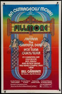 6w249 FILLMORE 1sh '72 Grateful Dead, Santana, rock & roll concert, cool Byrd art!