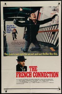 6w266 FRENCH CONNECTION int'l 1sh '71 Gene Hackman in movie chase, directed by William Friedkin!