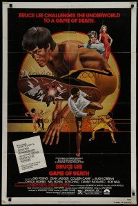 6w280 GAME OF DEATH 1sh '79 Bruce Lee, cool Bob Gleason martial arts artwork!