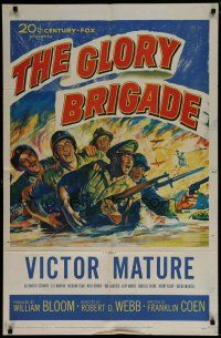 6w293 GLORY BRIGADE 1sh '53 cool artwork of Victor Mature & soldiers in Korean War!