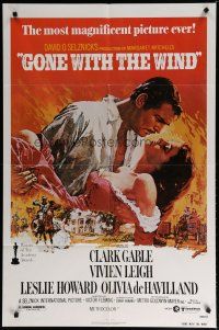 6w300 GONE WITH THE WIND 1sh R80 Clark Gable, Vivien Leigh, Leslie Howard, all-time classic!