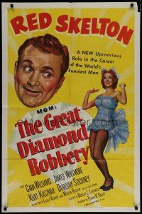 6w304 GREAT DIAMOND ROBBERY 1sh '53 artwork of Red Skelton with giant jewel & sexy Cara Williams!