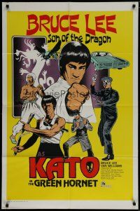 6w306 GREEN HORNET 1sh '74 cool art of Van Williams & giant Bruce Lee as Kato!