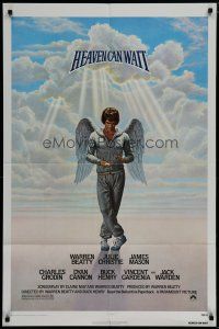 6w322 HEAVEN CAN WAIT 1sh '78 art of angel Warren Beatty wearing sweats, football!