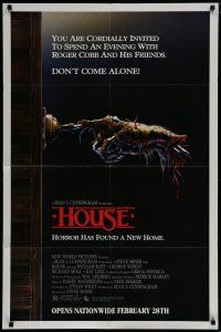 6w343 HOUSE advance 1sh '86 great artwork of severed hand ringing doorbell, don't come alone!