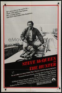 6w351 HUNTER 1sh '80 bounty hunter Steve McQueen riding on top of a Chicago El!