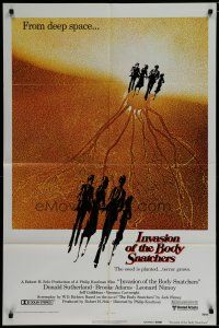 6w375 INVASION OF THE BODY SNATCHERS advance 1sh '78 Kaufman classic remake of space invaders!