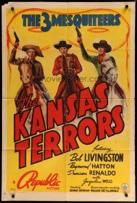 6w391 KANSAS TERRORS 1sh '39 3 Mesquiteers, Robert Livingston, Raymond Hatton!