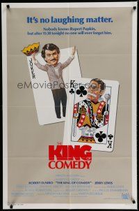 6w399 KING OF COMEDY 1sh '83 Robert DeNiro, Martin Scorsese, Jerry Lewis, cool playing card art!