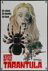 6w407 KISS OF THE TARANTULA 1sh '75 wild horror art of big hairy spiders attacking people!