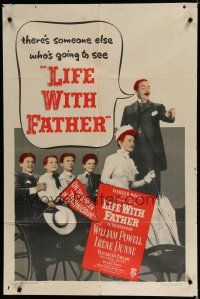 6w430 LIFE WITH FATHER style 1 1sh '47 cool art of William Powell & Irene Dunne!