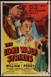 6w441 LONE WOLF STRIKES 1sh '40 Warren William is TNT in a top hat or in a woman's arms!