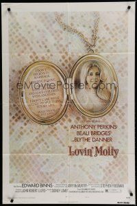 6w454 LOVIN' MOLLY style B 1sh '74 Anthony Perkins & Beau Bridges, Blythe Danner in locket!