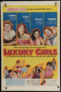 6w460 LUXURY GIRLS 1sh '53 sexy Marina Vlady, careless love was the only kind of love they knew!