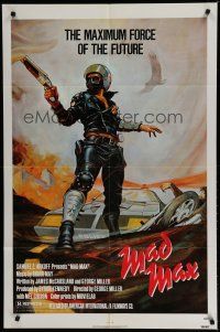 6w461 MAD MAX 1sh R83 art of wasteland cop Mel Gibson, George Miller Australian sci-fi classic!