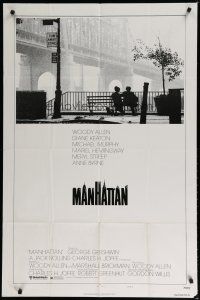 6w478 MANHATTAN style B 1sh '79 Woody Allen & Diane Keaton in New York City by bridge!