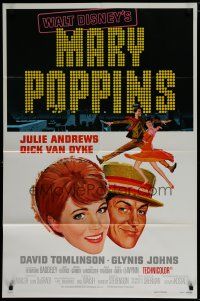 6w482 MARY POPPINS style A 1sh R80 Julie Andrews & Dick Van Dyke in Walt Disney's musical classic!