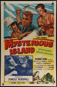 6w504 MYSTERIOUS ISLAND chapter 13 1sh '51 Jungle Deadfall, sci-fi serial from Jules Verne novel!