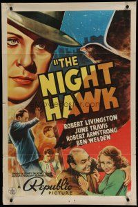6w517 NIGHT HAWK 1sh '38 Robert Livingston, June Travis, Robert Armstrong, cool art!