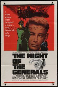 6w520 NIGHT OF THE GENERALS style A 1sh '67 WWII officer Peter O'Toole in a manhunt across Europe!