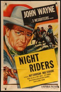 6w522 JOHN WAYNE stock 1sh 1953 The Duke, Doreen McKay, Three Mesquiteers, Night Riders!
