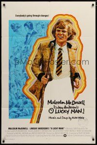 6w536 O LUCKY MAN int'l 1sh '73 artwork of Malcolm McDowell, directed by Lindsay Anderson!