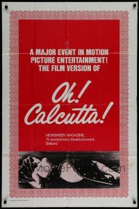 6w542 OH CALCUTTA 1sh '72 Jacques Levy directed sex musical, near naked lady art!