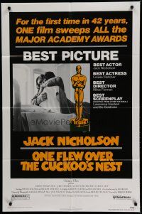 6w551 ONE FLEW OVER THE CUCKOO'S NEST awards 1sh '75 Jack Nicholson & Sampson, Milos Forman classic