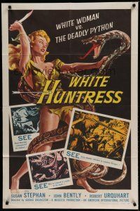 6w561 OUTLAW SAFARI 1sh R57 great artwork of super sexy White Huntress vs deadly python!