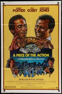 6w589 PIECE OF THE ACTION 1sh '77 great Drew Struzan art of Sidney Poitier & Bill Cosby!