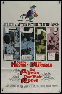 6w591 PIGEON THAT TOOK ROME 1sh '62 great images of Charlton Heston & sexy Elsa Martinelli!