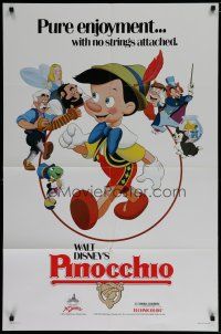 6w594 PINOCCHIO 1sh R84 Disney classic fantasy cartoon about a wooden boy who wants to be real!
