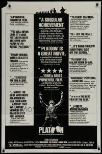 6w597 PLATOON 1sh '86 Oliver Stone directed, Tom Berenger, Willem Dafoe, Vietnam War!