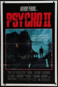 6w616 PSYCHO II 1sh '83 Anthony Perkins as Norman Bates, cool creepy image of classic house!