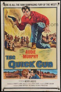 6w619 QUICK GUN 1sh '64 art of cowboy Audie Murphy in the raw rampaging fury of the West!