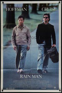 6w626 RAIN MAN 1sh '88 Tom Cruise & autistic Dustin Hoffman, directed by Barry Levinson!
