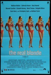 6w635 REAL BLONDE 1sh '97 Tom DiCillo New York comedy, sexy red polka dot bikini!