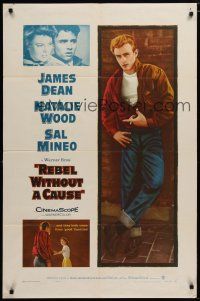 6w638 REBEL WITHOUT A CAUSE 1sh R57 Nicholas Ray, James Dean was a bad boy from a good family!