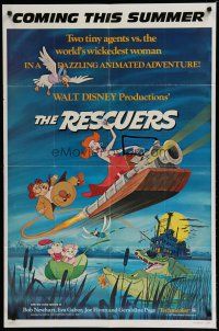 6w648 RESCUERS advance 1sh '77 Disney mouse mystery adventure cartoon from depths of Devil's Bayou!