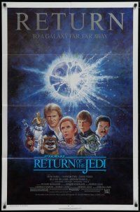 6w650 RETURN OF THE JEDI 1sh R85 George Lucas classic, Mark Hamill, Ford, Tom Jung art!