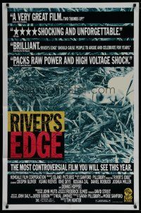 6w665 RIVER'S EDGE 1sh '86 Keanu Reeves, Crispin Glover, most controversial film!