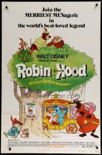 6w669 ROBIN HOOD 1sh '73 Walt Disney's cartoon version, the way it REALLY happened!