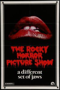 6w673 ROCKY HORROR PICTURE SHOW teaser 1sh '75 classic image, a different set of jaws!
